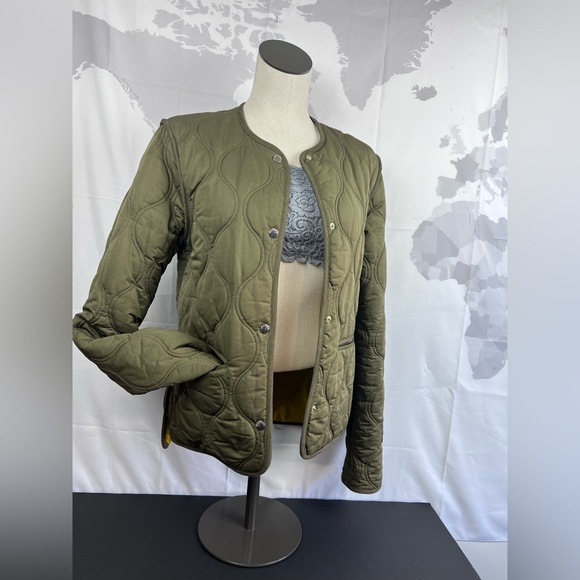 Mango olive green quilted jacket, size small - Picture 10 of 15